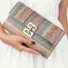 Fashion Dear-Lover Woven Metal Clasp Flap Handbag Multicolour