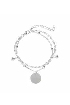 Clearance Dear-Lover Multilayer Chain Disc Tassel Pendant y Bracelet Set Silver
