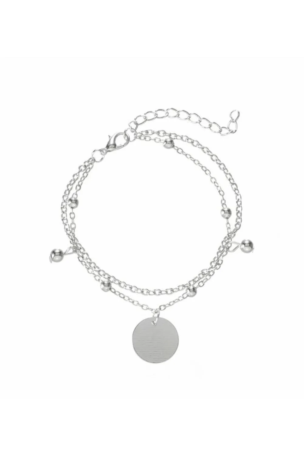 Clearance Dear-Lover Multilayer Chain Disc Tassel Pendant y Bracelet Set Silver