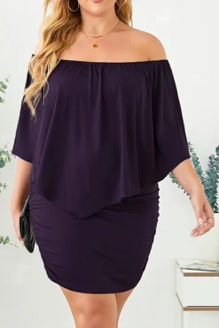 Discount Dear-Lover Multiple Dressing Layered Mini Poncho Dress Purple