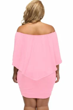 Fashion Dear-Lover Multiple Dressing Layered Mini Poncho Dress Pink