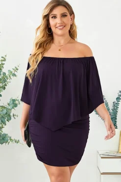 Discount Dear-Lover Multiple Dressing Layered Mini Poncho Dress Purple