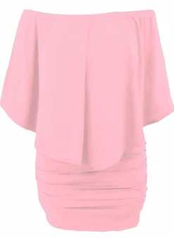 Fashion Dear-Lover Multiple Dressing Layered Mini Poncho Dress Pink
