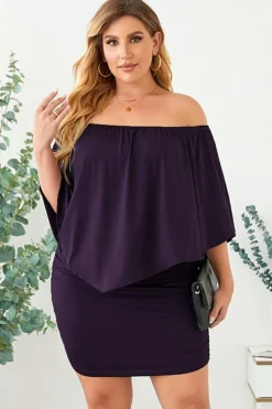 Discount Dear-Lover Multiple Dressing Layered Mini Poncho Dress Purple