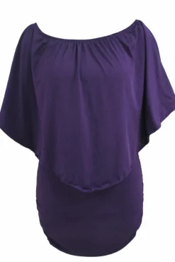 Discount Dear-Lover Multiple Dressing Layered Mini Poncho Dress Purple
