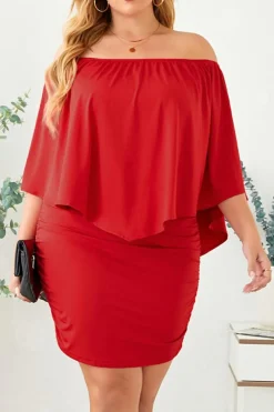 Fashion Dear-Lover Multiple Dressing Layered Mini Poncho Dress Fiery Red