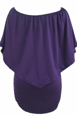 Discount Dear-Lover Multiple Dressing Layered Mini Poncho Dress Purple