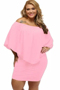 Fashion Dear-Lover Multiple Dressing Layered Mini Poncho Dress Pink