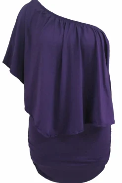 Discount Dear-Lover Multiple Dressing Layered Mini Poncho Dress Purple