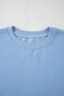 Sale Dear-Lover Contrast Bow Decor Dropped Sleeve Crewneck Sweatshirt Myosotis