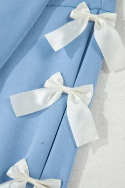Sale Dear-Lover Contrast Bow Decor Dropped Sleeve Crewneck Sweatshirt Myosotis