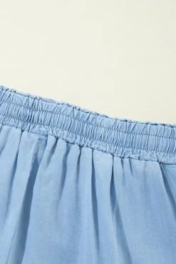 Online Dear-Lover Drawstring High Waist Wide Leg Denim Pants Myosotis