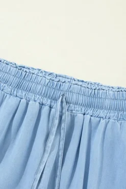 Online Dear-Lover Drawstring High Waist Wide Leg Denim Pants Myosotis