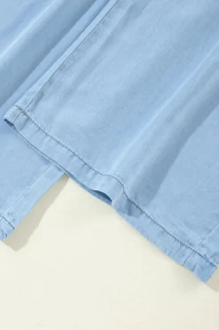 Online Dear-Lover Drawstring High Waist Wide Leg Denim Pants Myosotis