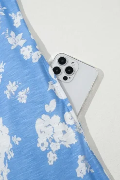 Fashion Dear-Lover Floral Print Half Button Wide Leg Relaxed Sleeveless Jumpsuit Myosotis