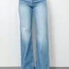 Hot Dear-Lover High Rise Shift Slit Leg Straight Jeans Myosotis