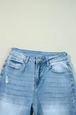 Hot Dear-Lover High Rise Shift Slit Leg Straight Jeans Myosotis