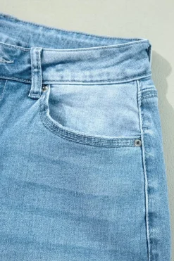 Hot Dear-Lover High Rise Shift Slit Leg Straight Jeans Myosotis