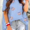 Outlet Dear-Lover Kiss American Flag Sequin Lip Graphic Oversize T Shirt Myosotis