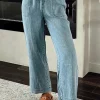 Outlet Dear-Lover Mineral Wash Drawstring Waist Loose Straight Denim Pants Myosotis