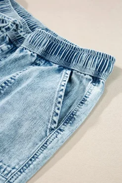 Outlet Dear-Lover Mineral Wash Drawstring Waist Loose Straight Denim Pants Myosotis