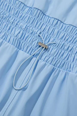 Clearance Dear-Lover Plain Sleeveless Loop Drawstring Cinched Waist Romper Myosotis