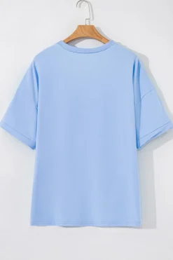 Sale Dear-Lover Sequined American Flag Dropped Shoulder T Shirt Myosotis