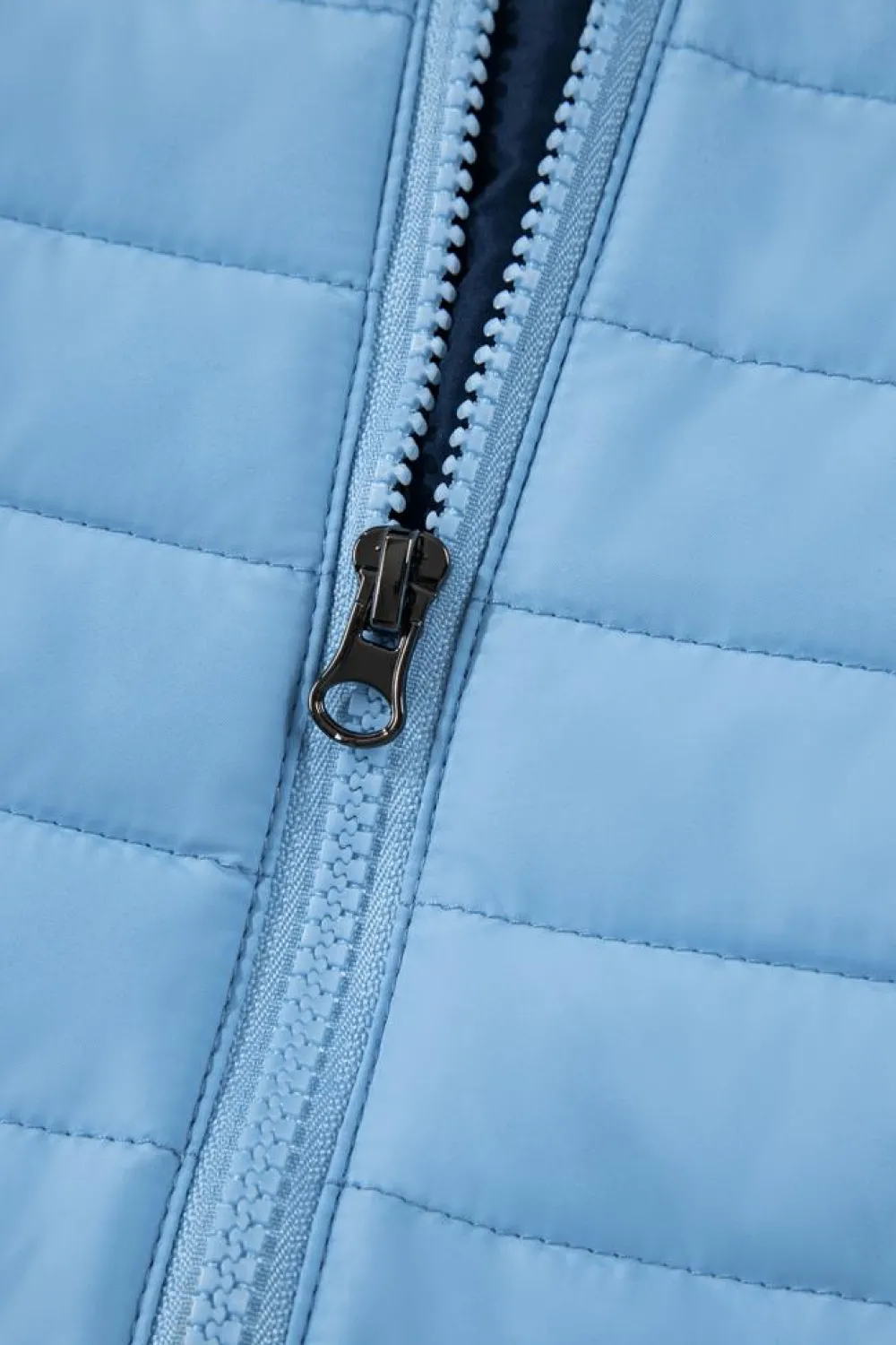 Online Dear-Lover Solid Color Quilted Zip-up Puffer Jacket Myosotis