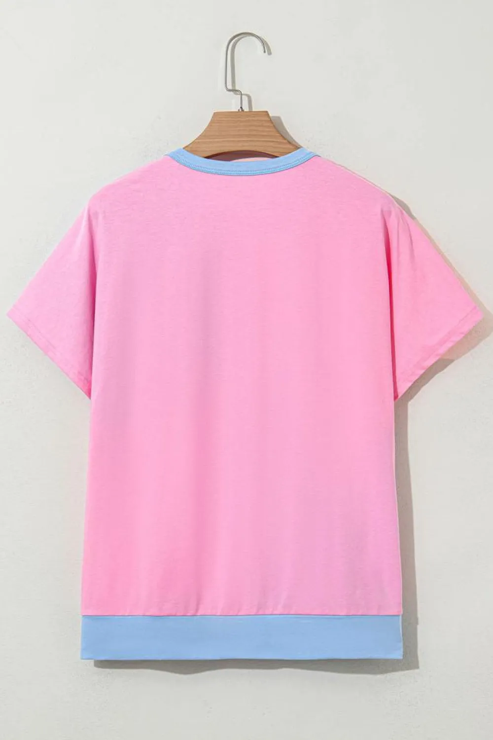 Hot Dear-Lover Two Tone Half Buttons Collared T Shirt Myosotis