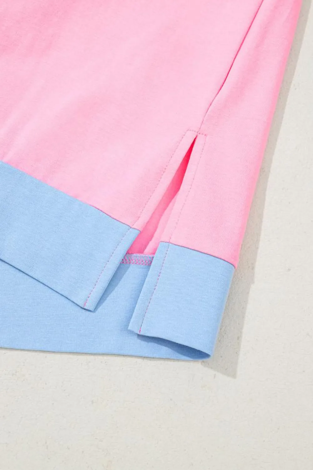 Hot Dear-Lover Two Tone Half Buttons Collared T Shirt Myosotis