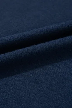 Clearance Dear-Lover Contrast Lace Raglan Sleeve Pleated Detail Shift Dress Navy Blue