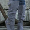 Outlet Dear-Lover Dual Buckle Strap Side Zip Heeled Mid Calf Boots Navy Blue