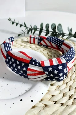 Discount Dear-Lover Flag Day Knotted Headband Navy Blue