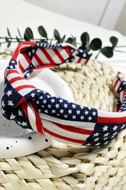 Discount Dear-Lover Flag Day Knotted Headband Navy Blue