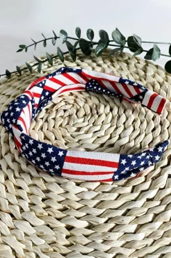 Discount Dear-Lover Flag Day Knotted Headband Navy Blue