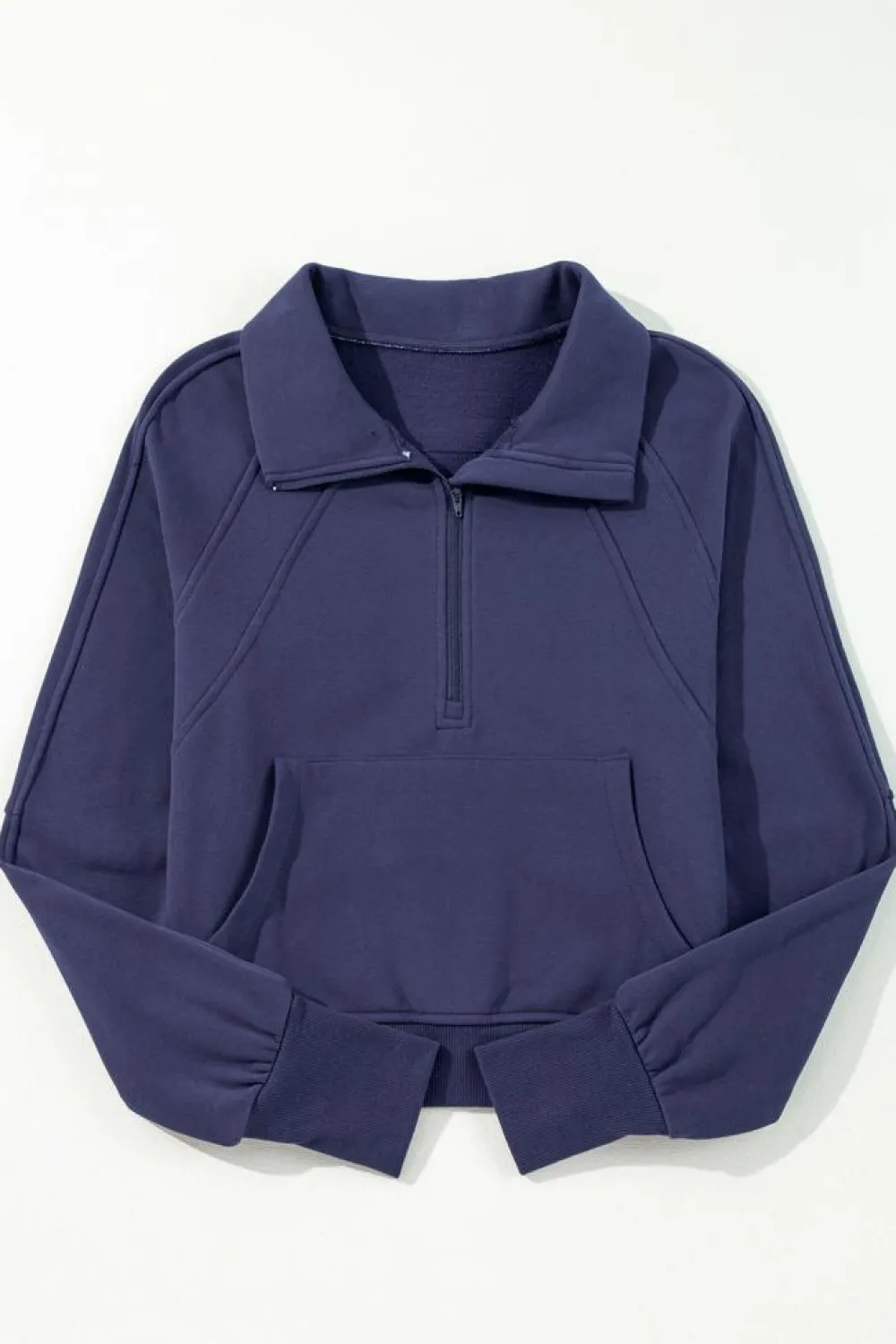 Best Dear-Lover Fleece Lined Zip Up Stand Collar Thumbhole Sleeve Sweatshirt Navy Blue