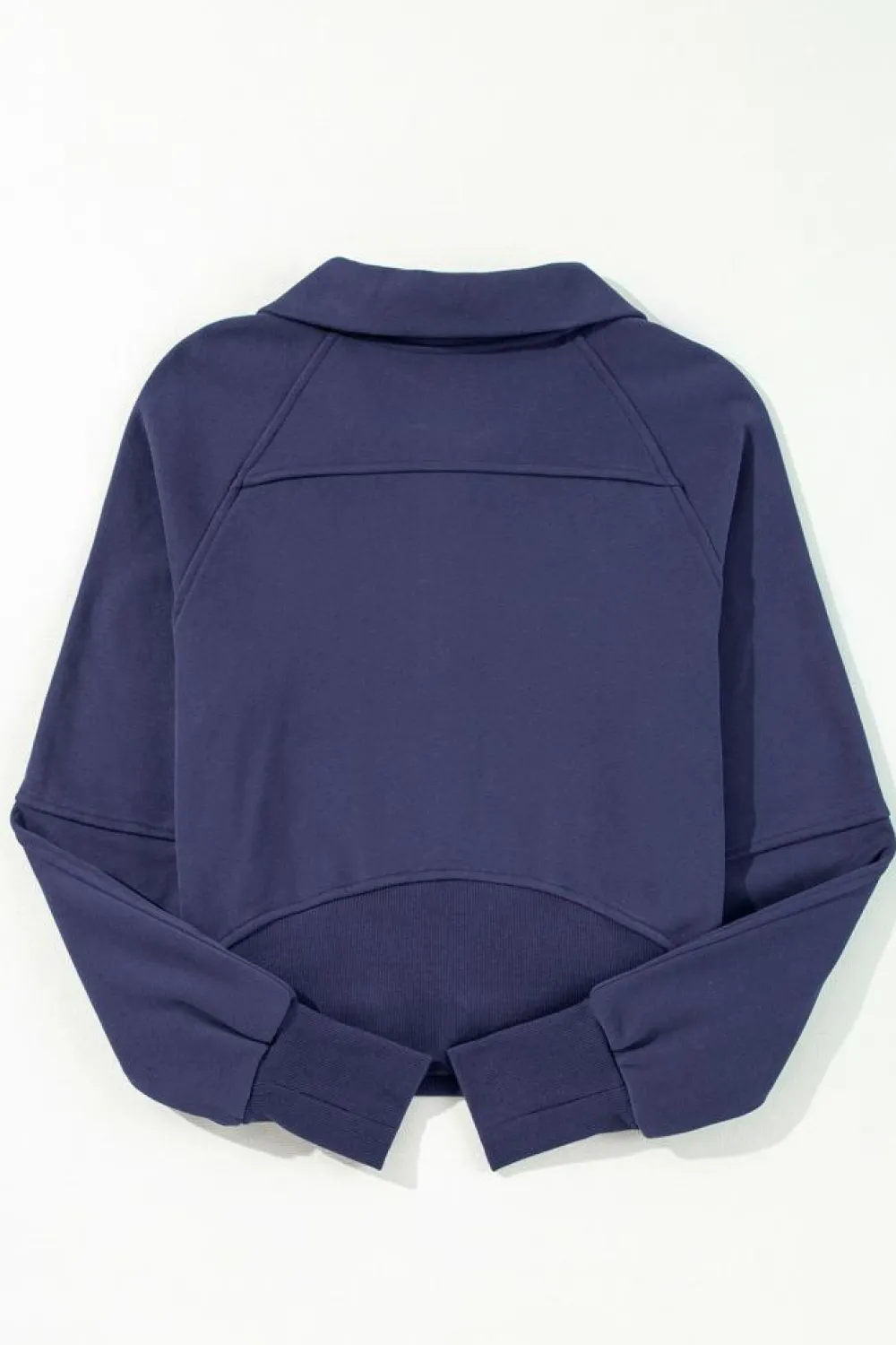 Best Dear-Lover Fleece Lined Zip Up Stand Collar Thumbhole Sleeve Sweatshirt Navy Blue