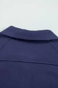 Best Dear-Lover Fleece Lined Zip Up Stand Collar Thumbhole Sleeve Sweatshirt Navy Blue