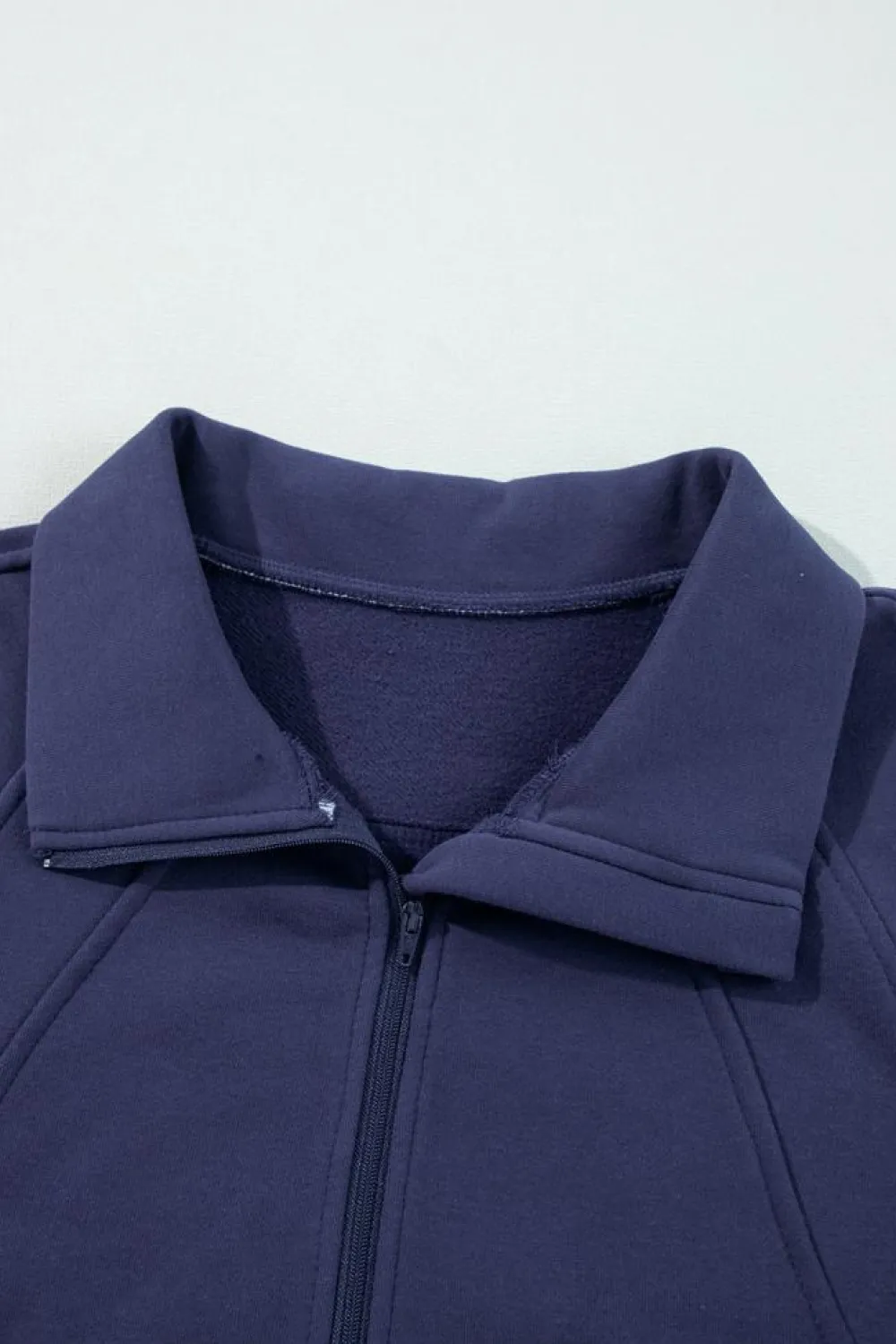 Best Dear-Lover Fleece Lined Zip Up Stand Collar Thumbhole Sleeve Sweatshirt Navy Blue