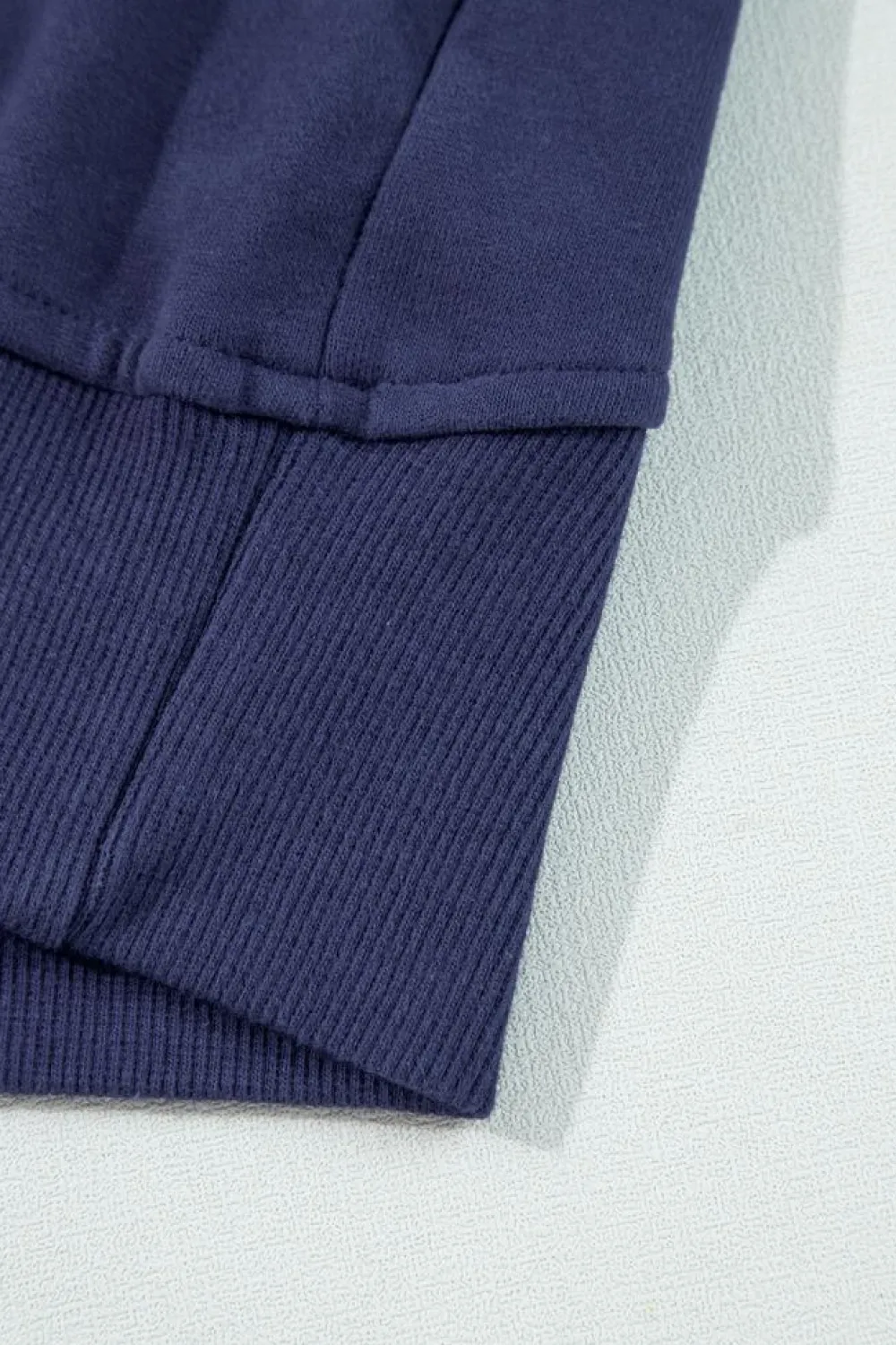 Best Dear-Lover Fleece Lined Zip Up Stand Collar Thumbhole Sleeve Sweatshirt Navy Blue