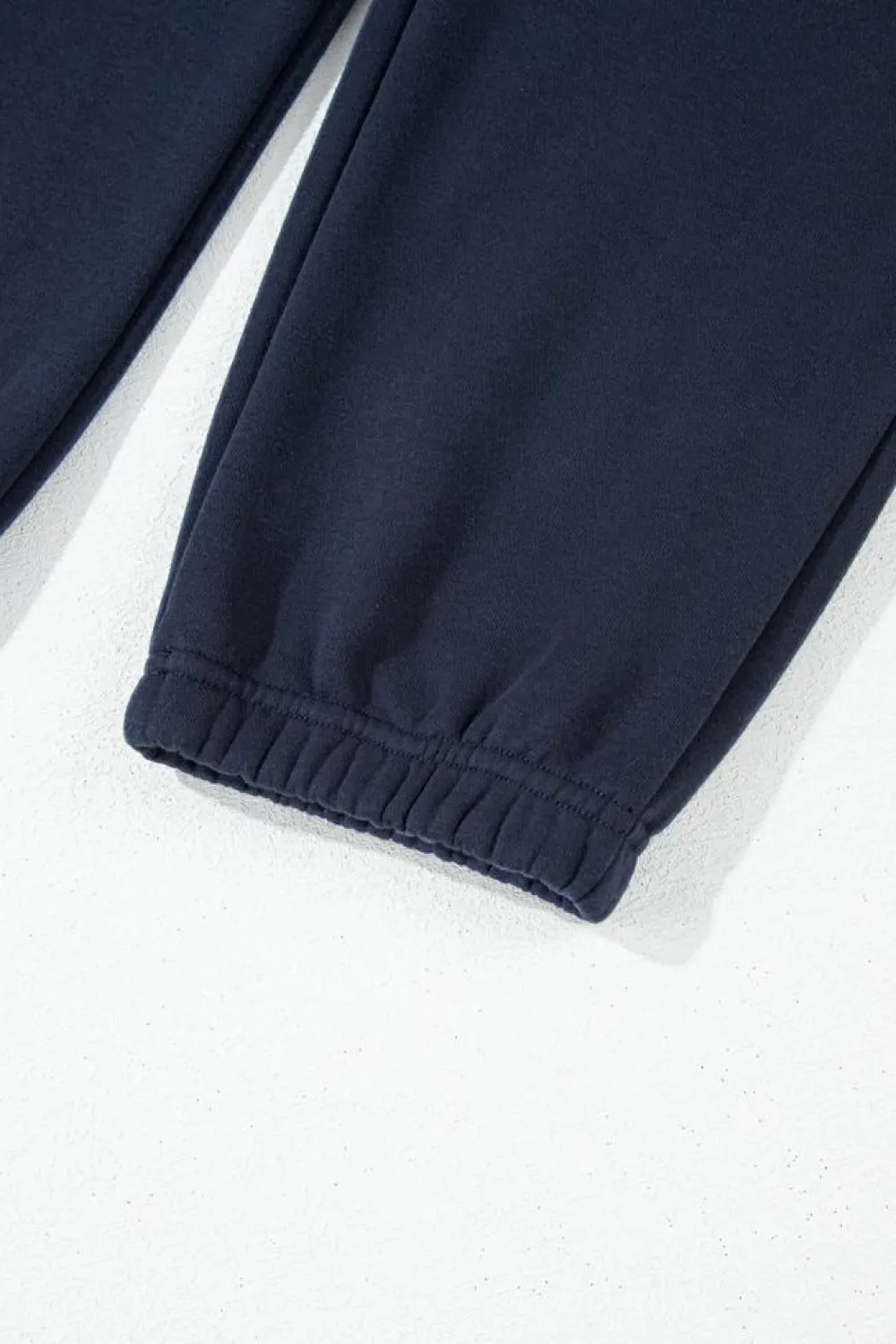 Outlet Dear-Lover Fold Down Collar Pullover and Joggers Tracksuit Navy Blue