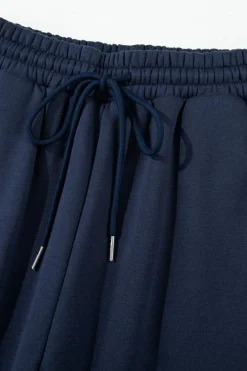 Outlet Dear-Lover Fold Down Collar Pullover and Joggers Tracksuit Navy Blue