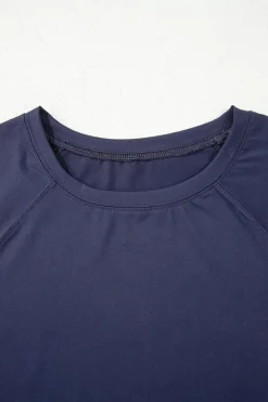 Hot Dear-Lover Raw Hem Loose Tee and Wide Leg Pants Set Navy Blue