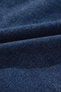 Hot Dear-Lover Ruffle Raw Hem Flap Pockets Denim Jacket Navy Blue