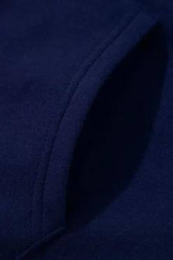Discount Dear-Lover Solid Color Fleece Lined Zip up Hoodie Navy Blue
