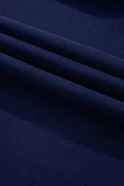 Hot Dear-Lover Solid O Neck High Low Hem Pullover Sweatshirt Navy Blue