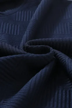 Hot Dear-Lover Ultra Loose Textured 2pcs Slouchy Outfit Navy Blue
