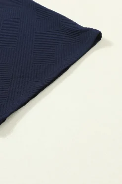 Hot Dear-Lover Ultra Loose Textured 2pcs Slouchy Outfit Navy Blue