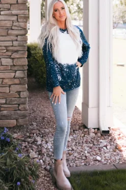 Clearance Dear-Lover Navy Tie-dyed Crew Neck Pullover Sweatshirt Blue