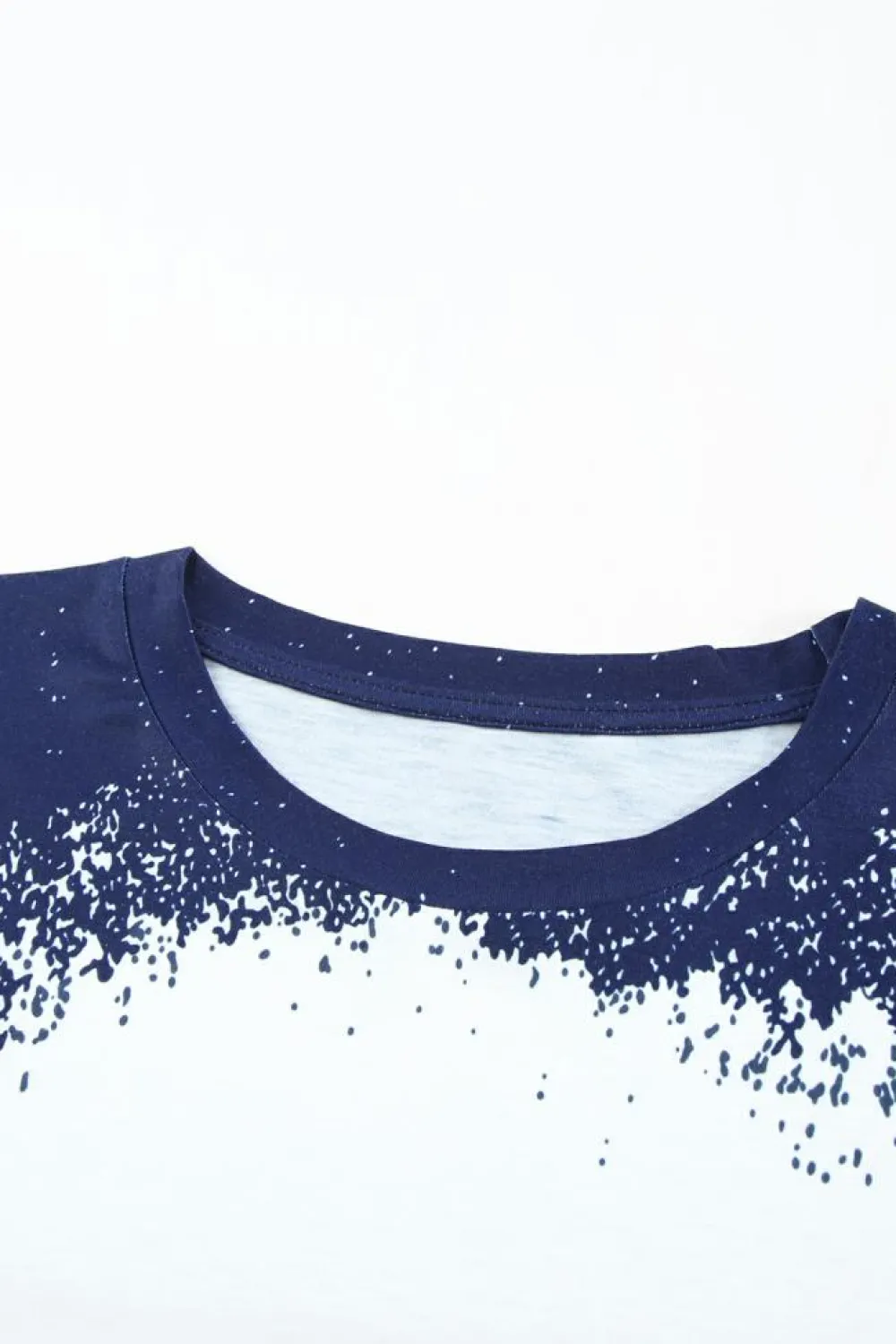 Online Dear-Lover Navy Tie-dyed Round Neck Short Sleeve T-shirt Blue